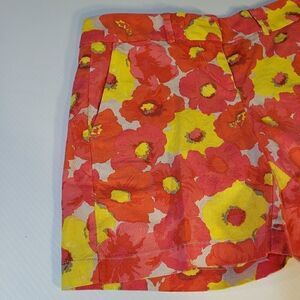 LoftCoral Yellow Floral Flat Front Shorts size 00